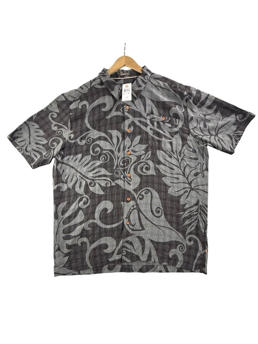 Quiksilver Shirt Mens 3XL Gray Hawaiian Button Up Short Sleeve Waterman Tailored